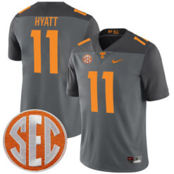 Jalin Hyatt Tennessee Volunteers Football Smokey Grey Alternate Game Stitched Jersey w/ SEC Patch