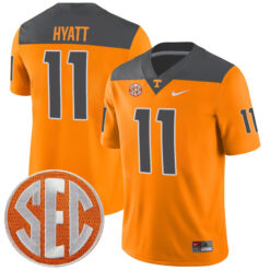 Jalin Hyatt Tennessee Volunteers Football Reverse Anthracite Stitched Jersey w/ SEC Patch