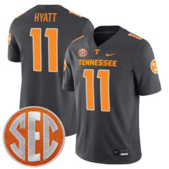 Jalin Hyatt Tennessee Volunteers Football Alternate Anthracite Stitched Jersey w/ SEC Patch
