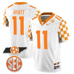 Jalin Hyatt Tennessee Volunteers Football Checkerboard White Stitched Jersey w/ SEC Patch