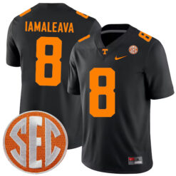 Nico Iamaleava Tennessee Volunteers Football Black Alternate Game Stitched Jersey w/ SEC Patch