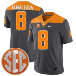 Nico Iamaleava Tennessee Volunteers Football Anthracite Game Stitched Jersey w/ SEC Patch