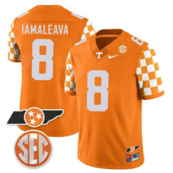 Nico Iamaleava Tennessee Volunteers Football Checkerboard Orange Stitched Jersey w/ SEC Patch