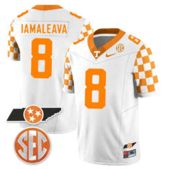 Nico Iamaleava Tennessee Volunteers Football Checkerboard White Stitched Jersey w/ SEC Patch