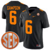 Dylan Sampson Tennessee Volunteers Football Black Game Stitched Jersey w/ SEC Patch