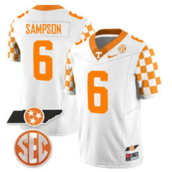 Dylan Sampson Tennessee Volunteers Football White Checkerboard Stitched Jersey w/ SEC Patch