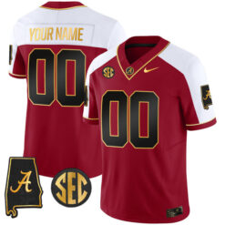 Custom Alabama Crimson Tide Football Alabama Map Alternate Crimson Stitched Jersey