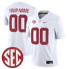 Custom Alabama Crimson Tide Football White Game Stitched Jersey w/ SEC Patch