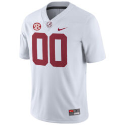 Alternative view of Custom Alabama Crimson Tide Football White Game Stitched Jersey w/ SEC Patch