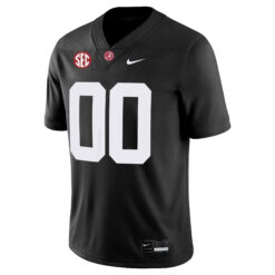 Alternative view of Custom Alabama Crimson Tide Football Black Game Stitched Jersey w/ SEC Patch