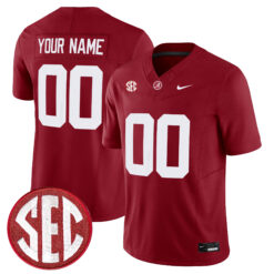 Custom Alabama Crimson Tide Football Crimson Stitched Jersey w/ SEC Patch