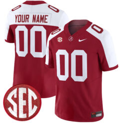 Custom Alabama Crimson Tide Football Alternate Crimson Stitched Jersey w/ SEC Patch