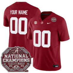 Custom Alabama Crimson Tide Football 2020 CFP National Championship Crimson Stitched Jersey