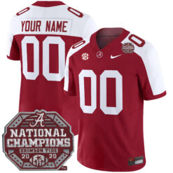Custom Alabama Crimson Tide Football 2020 CFP National Championship Alternate Crimson Stitched Jersey