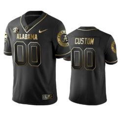 Custom Alabama Crimson Tide Football Black Gold Stitched Jersey w/ SEC Patch