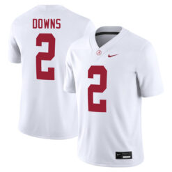 Caleb Downs Alabama Crimson Tide Football White Away Game Stitched Jersey