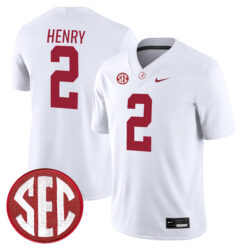 Derrick Henry Alabama Crimson Tide Football White Away Game Stitched Jersey w/ SEC Patch