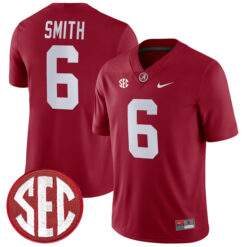 DeVonta Smith Alabama Crimson Tide Football Crimson Home Game Stitched Jersey w/ SEC Patch