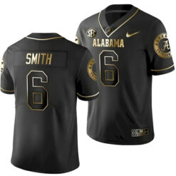 DeVonta Smith Alabama Crimson Tide Football Black Gold Stitched Jersey w/ SEC Patch