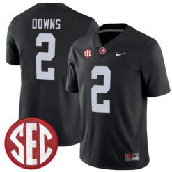 Caleb Downs Alabama Crimson Tide Football Black Alternate Game Stitched Jersey w/ SEC Patch
