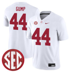 Forrest Gump Alabama Crimson Tide Football White Away Game Stitched Jersey w/ SEC Patch