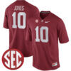Mac Jones Alabama Crimson Tide Football Crimson Alumni Stitched Jersey w/ SEC Patch