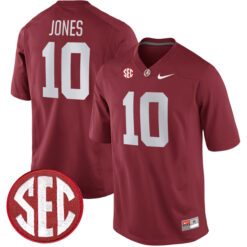 Mac Jones Alabama Crimson Tide Football Crimson Alumni Stitched Jersey w/ SEC Patch