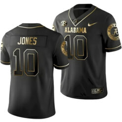 Mac Jones Alabama Crimson Tide Football Black Gold Stitched Jersey w/ SEC Patch