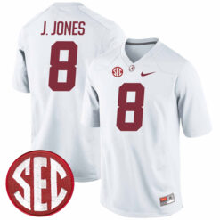Julio Jones Alabama Crimson Tide Football White Alumni Stitched Jersey w/ SEC Patch