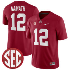 Joe Namath Alabama Crimson Tide Football Crimson Home Game Stitched Jersey w/ SEC Patch