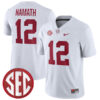 Joe Namath Alabama Crimson Tide Football White Away Game Stitched Jersey w/ SEC Patch