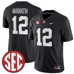 Joe Namath Alabama Crimson Tide Football Black Alternate Game Stitched Jersey w/ SEC Patch