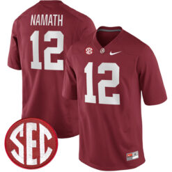 Joe Namath Alabama Crimson Tide Football Crimson Alumni Stitched Jersey w/ SEC Patch