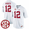 Joe Namath Alabama Crimson Tide Football White Alumni Stitched Jersey w/ SEC Patch