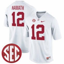 Joe Namath Alabama Crimson Tide Football White Alumni Stitched Jersey w/ SEC Patch