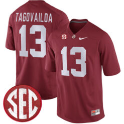 Tua Tagovailoa Alabama Crimson Tide Football Crimson Alumni Stitched Jersey w/ SEC Patch