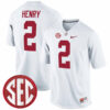 Derrick Henry Alabama Crimson Tide Football White Alumni Stitched Jersey w/ SEC Patch