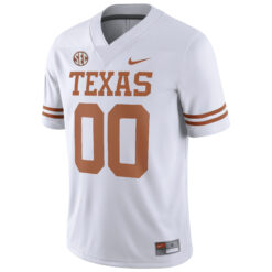 Alternative view of Custom Texas Longhorns Football White Game Stitched Jersey w/ SEC Patch