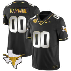 Custom Texas Longhorns Football Black Gold Limited Stitched Jersey