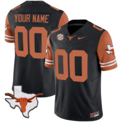 Custom Texas Longhorns Football Orange Sleeve Vapor F.U.S.E Limited Stitched Jersey