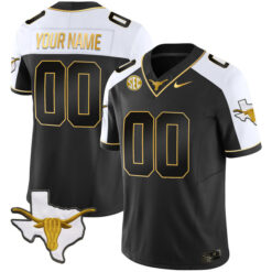 Custom Texas Longhorns Football Alternate Black Gold Stitched Jersey