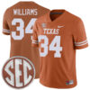 Ricky Williams Texas Longhorns Football Orange Home Game Stitched Jersey w/ SEC Patch