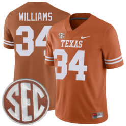 Ricky Williams Texas Longhorns Football Orange Home Game Stitched Jersey w/ SEC Patch