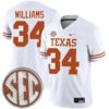 Ricky Williams Texas Longhorns Football White Away Game Stitched Jersey w/ SEC Patch