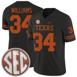Ricky Williams Texas Longhorns Football Black Alternate Game Stitched Jersey w/ SEC Patch