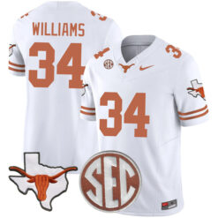 Ricky Williams Texas Longhorns Football White Vapor F.U.S.E Limited Stitched Jersey w/ SEC Patch