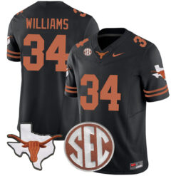 Ricky Williams Texas Longhorns Football Black Vapor F.U.S.E Limited Stitched Jersey w/ SEC Patch