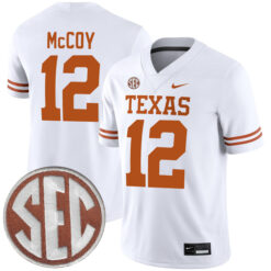Colt McCoy Texas Longhorns Football White Away Game Stitched Jersey w/ SEC Patch