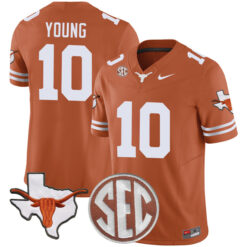 Vince Young Texas Longhorns Football Orange Vapor F.U.S.E Limited Stitched Jersey w/ SEC Patch