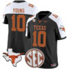 Vince Young Texas Longhorns Football Alternate Black Vapor F.U.S.E Limited Stitched Jersey w/ SEC Patch